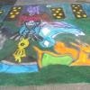 (G) A tribute to Pokemon in chalk.